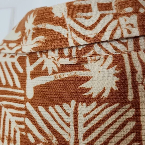 Timberland Hawaiian print button up shirt light orange brown large - Picture 8 of 9